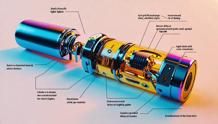 Exploded view diagram of a jet torch lighter showing its internal parts