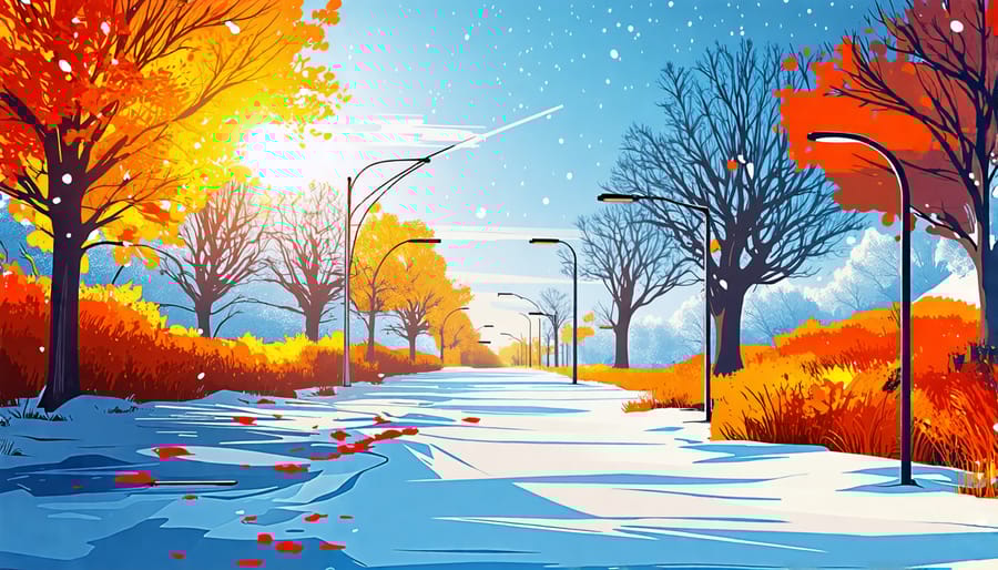 Conceptual image showing how winter conditions affect solar energy collection