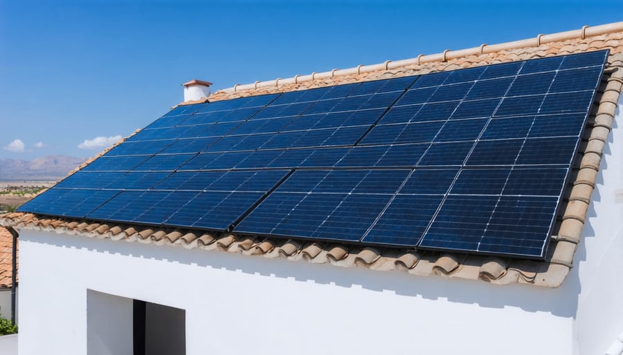 Home solar desalination system installed with solar panels and water treatment components