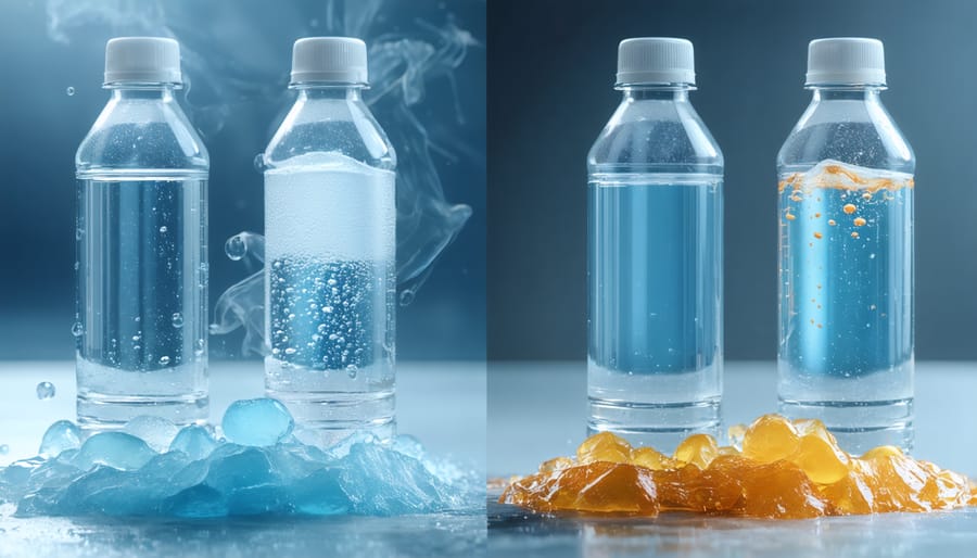 Side-by-side comparison of water samples showing effectiveness of solar desalination