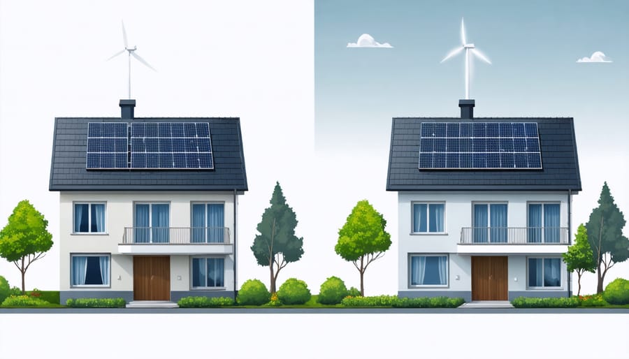 Comparison of solar-powered home staying lit during neighborhood blackout