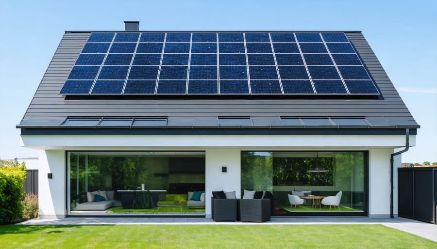 SunPower black solar panel installation on contemporary residential rooftop