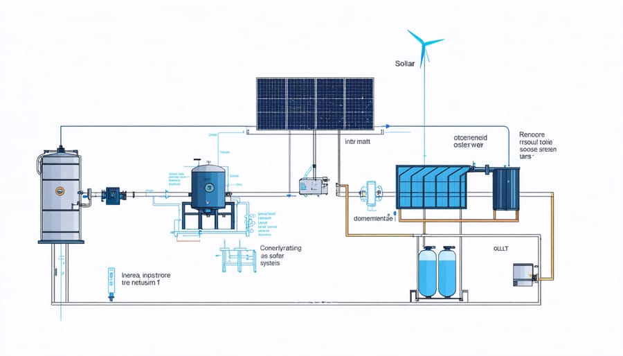 Infographic depicting how solar energy powers reverse osmosis desalination process