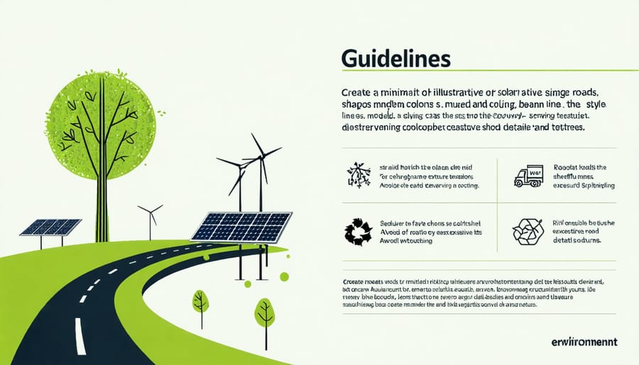 Visual representation of carbon emission reduction and energy generation statistics for solar road implementations