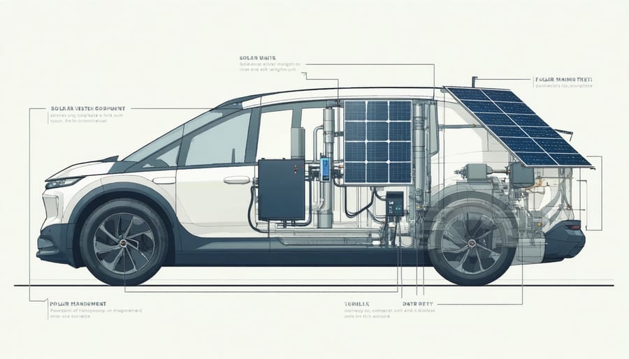 Detailed schematic diagram of solar vehicle components and their connections