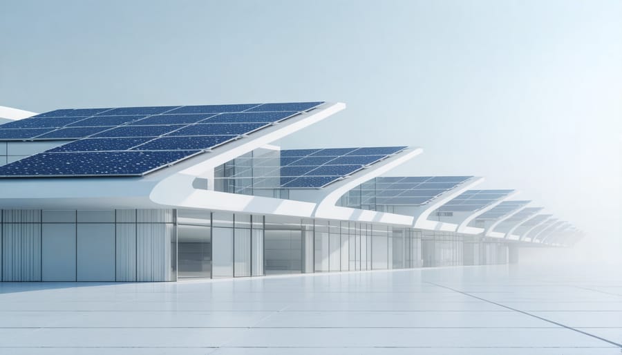 Animation showing solar facade panels automatically tracking the sun's movement