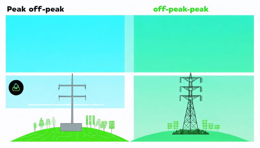 Visual chart comparing household energy consumption during peak and off-peak hours