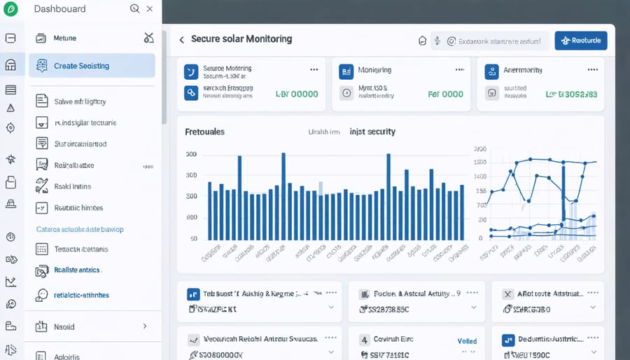 Secure solar system monitoring interface showing key security controls and settings