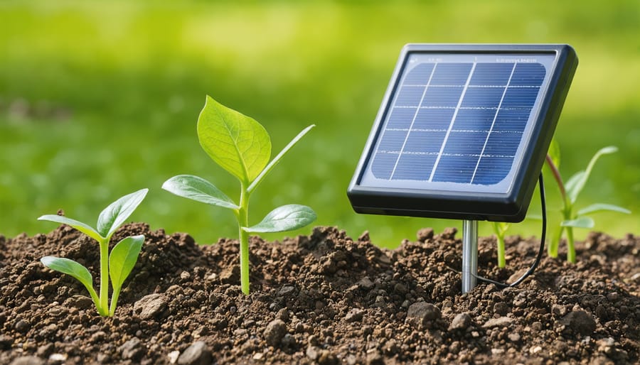 Solar monitoring devices measuring soil conditions during solarization treatment