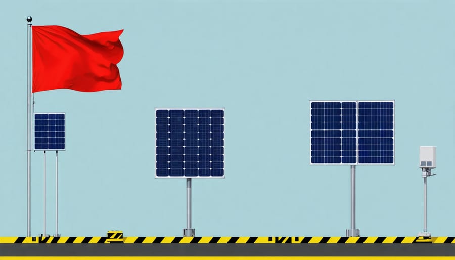 Visual guide showing common warning signs when shopping for solar equipment