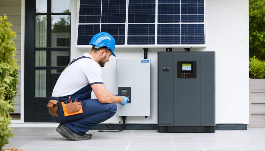 Installation process of a residential battery storage system by certified technician