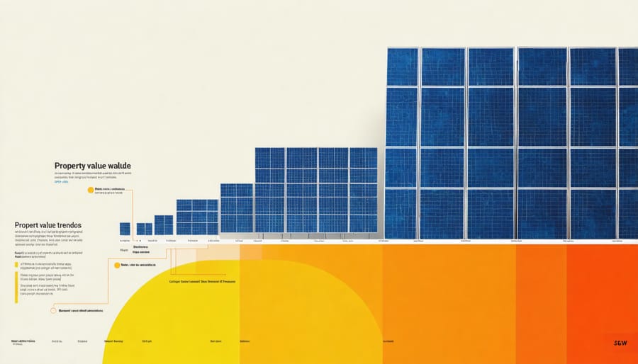 Data visualization of property values versus distance from solar installations