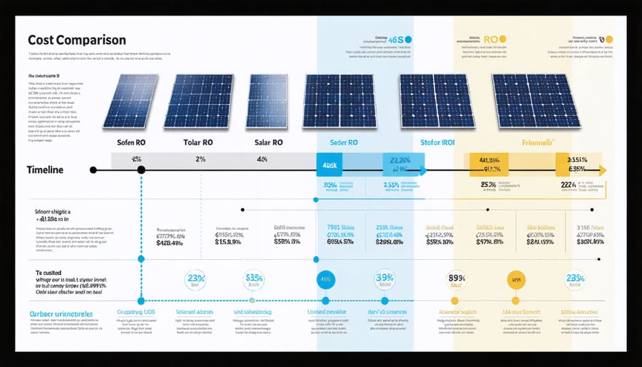 Visual representation of solar energy costs versus savings over time