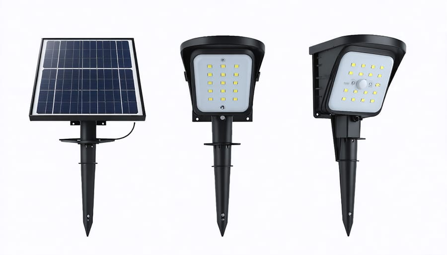 Visual guide showing tools and steps for installing a solar LED light fixture