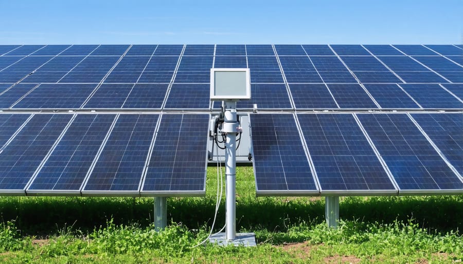 Weather monitoring equipment integrated with solar installation showing real-time data display