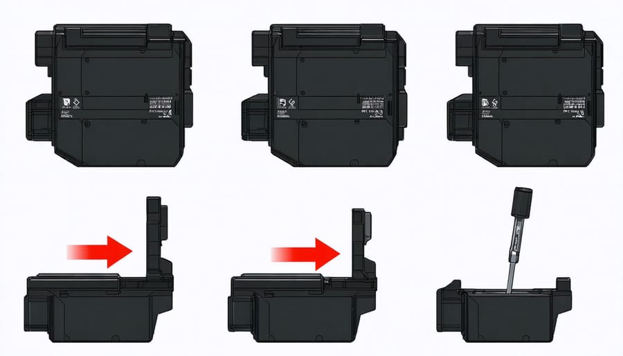 Tutorial images demonstrating how to clean battery contacts and tighten torch connections