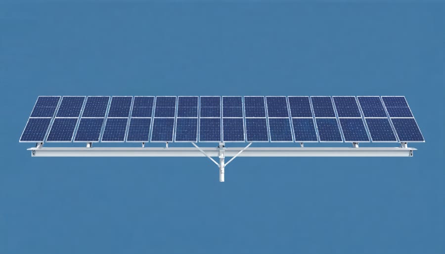 Technical illustration of wind-resistant solar panel mounting systems