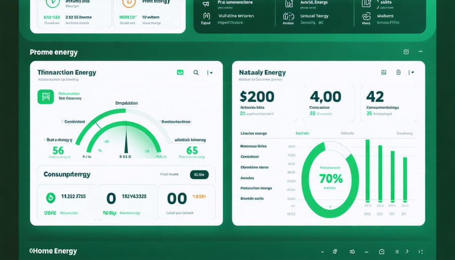 Digital interface displaying home energy monitoring and management system