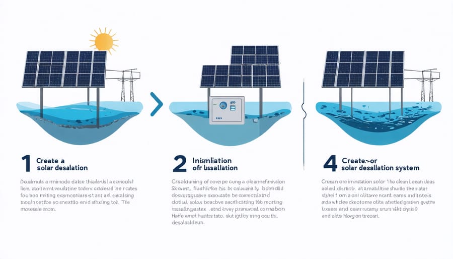 Visual guide showing the key steps in installing a home solar desalination system