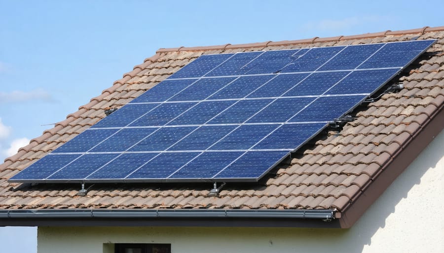 Residential home with installed hybrid solar panels and thermal collectors