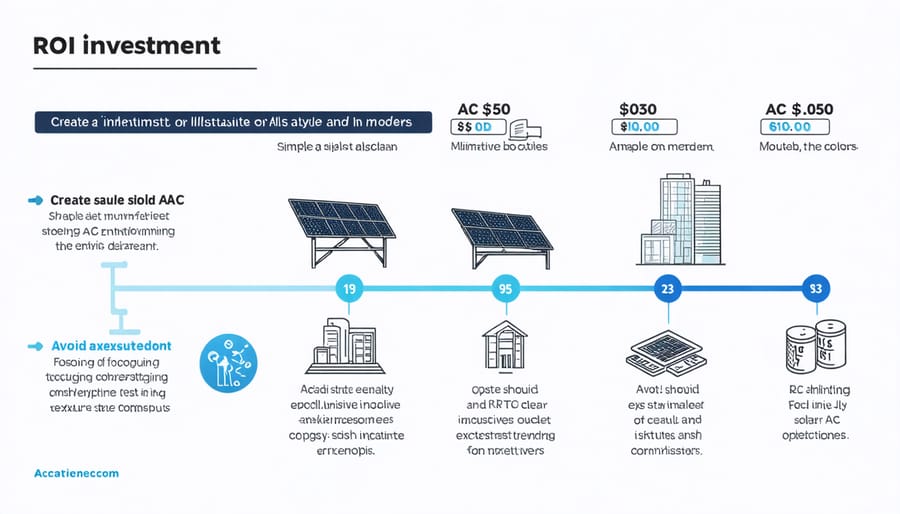 Visual representation of solar AC system costs and projected savings over time
