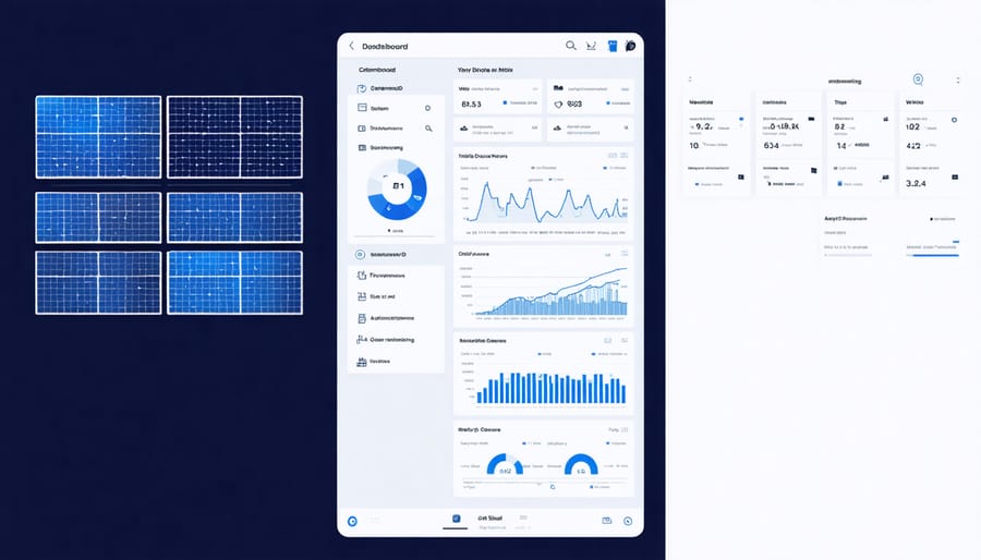AI-powered solar monitoring dashboard displaying performance metrics and analytics