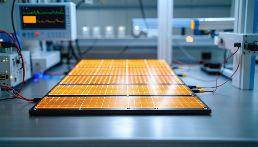 Indoor testing setup of perovskite solar cells powering small electronic devices under ambient light