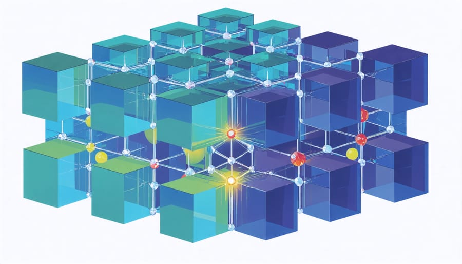 3D molecular diagram of halide perovskite crystal structure with highlighted metal halide octahedra