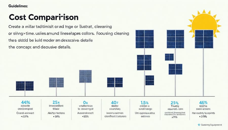 Cost savings graph comparing traditional vs solar-powered cleaning equipment