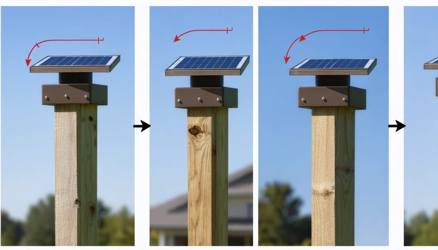 Installation sequence demonstrating proper mounting of solar post cap light