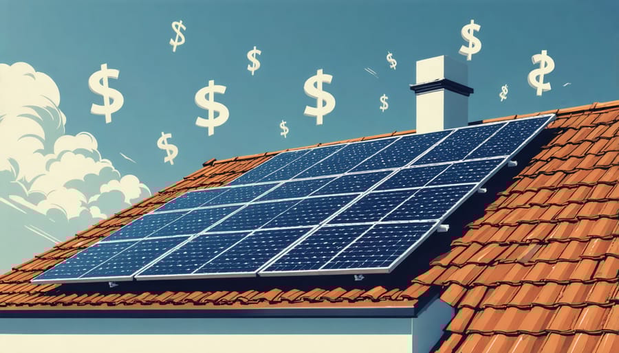 Residential solar installation showing financial savings and reduced carbon emissions