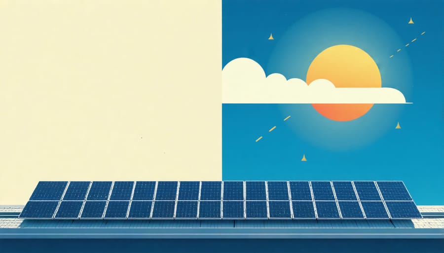 Automated solar panel tracking system demonstration showing different panel positions throughout the day