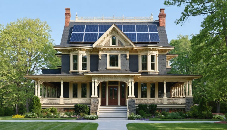 Historic Victorian house with integrated solar panels that preserve architectural integrity