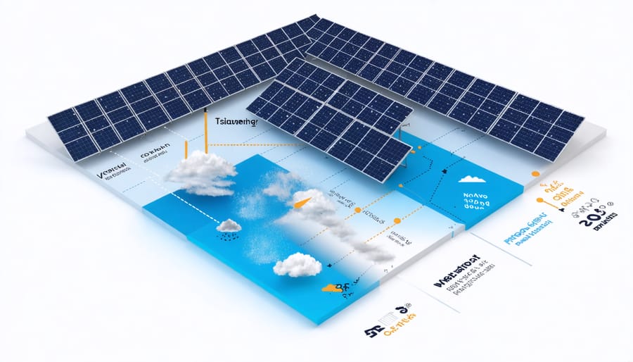3D visualization of weather patterns affecting solar panel efficiency