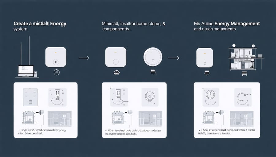 Installation diagram of smart home energy management system components and connections