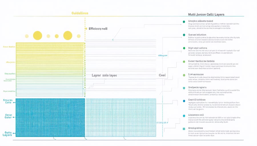 Cross-section diagram showing different layers of a multi-junction solar cell