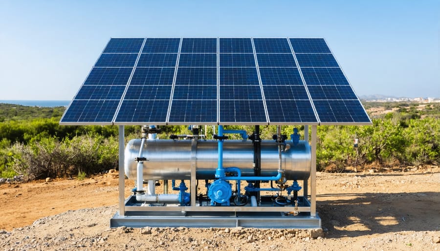 Working solar desalination system demonstrating correct setup and placement