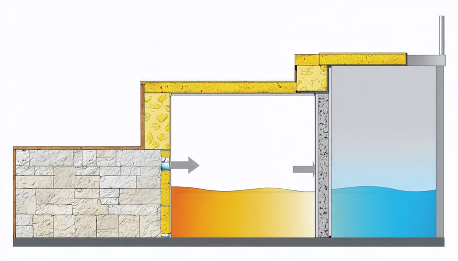 Animated illustration of phase-change material insulation showing temperature-based state changes