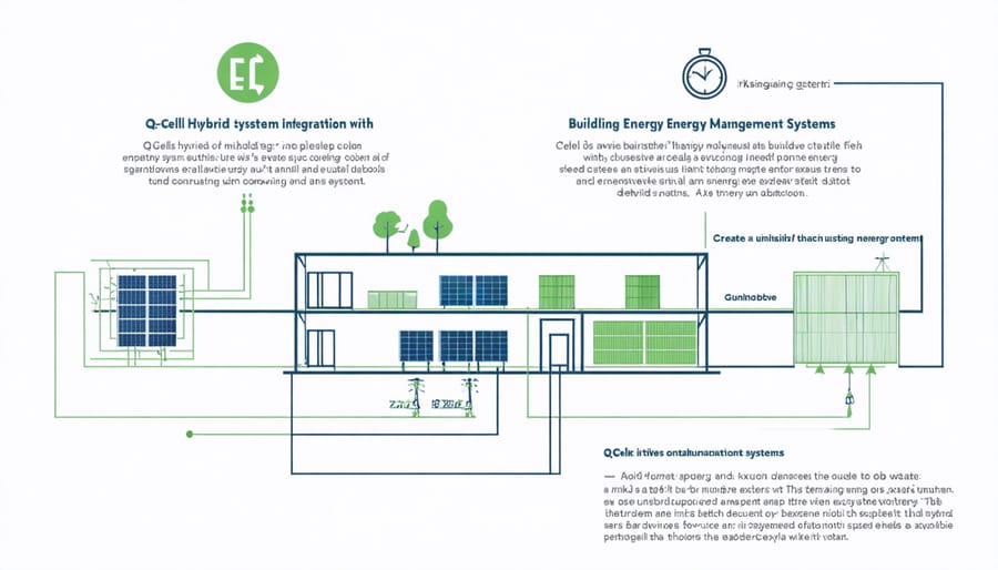Technical diagram illustrating Q-Cells solar integration with building energy systems