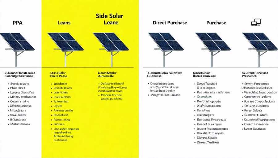 Comparative chart of solar financing options highlighting key differences