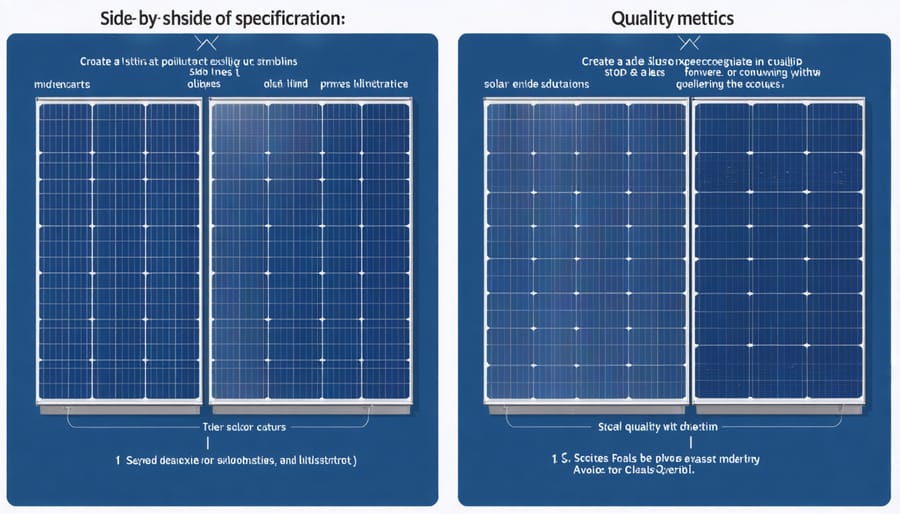 Comparison chart showing different solar panel types and their specifications