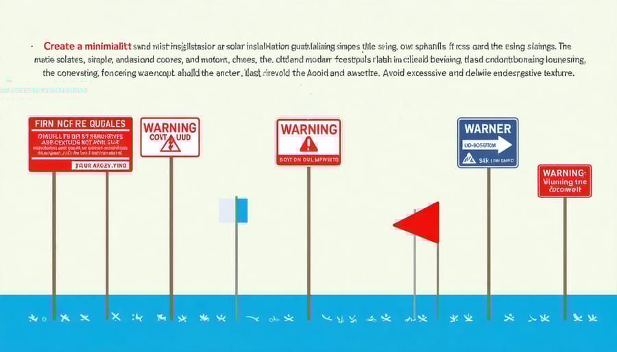 Visual diagram of common solar installation scam warning signs and red flags