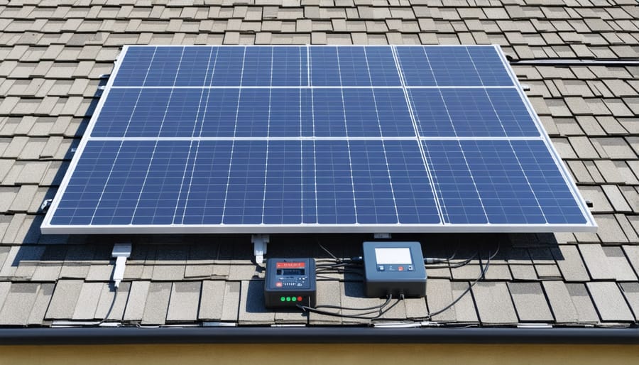 Modern home with solar installation and visible smart energy components