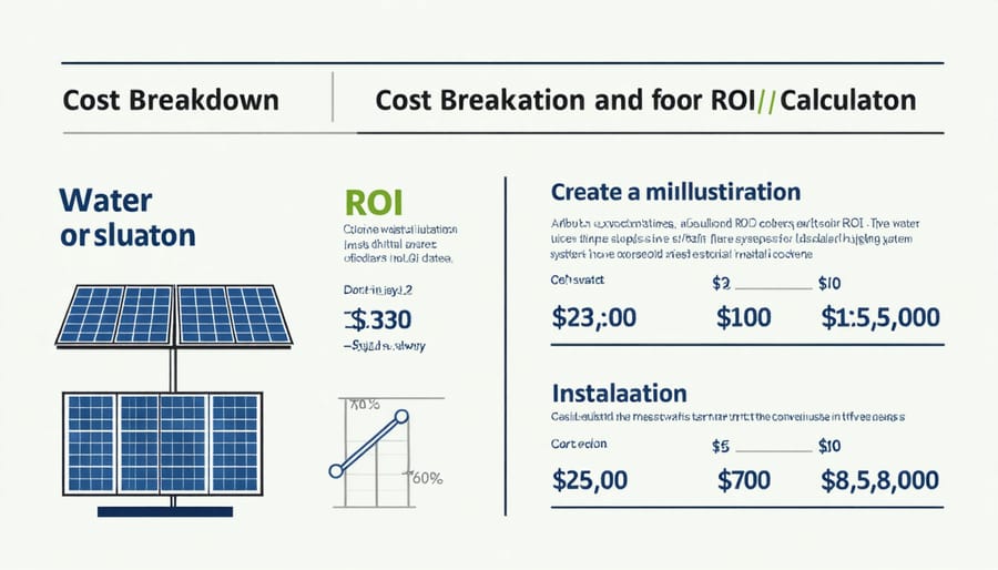 Cost analysis chart comparing initial investment versus long-term savings for solar water systems