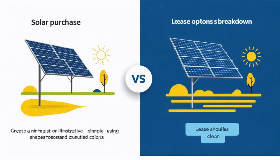 Comparison chart of solar financing options including purchase and lease