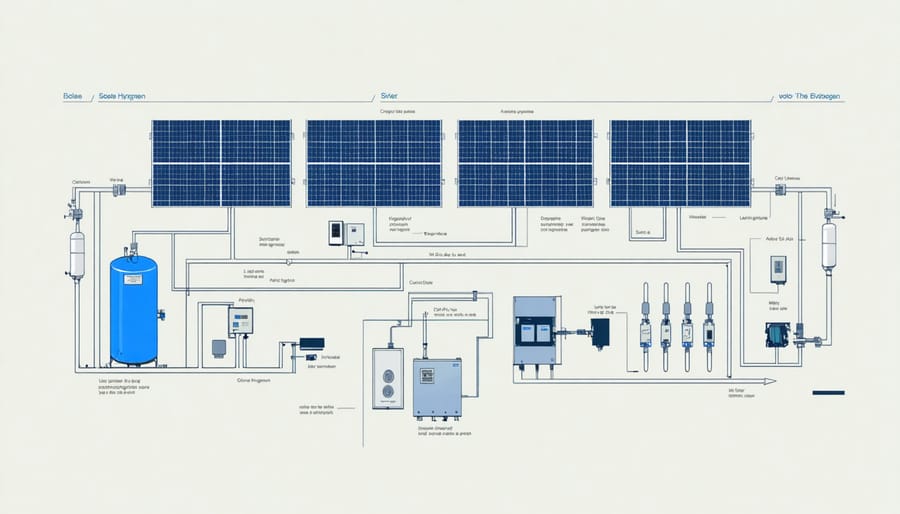 Schematic diagram of solar-to-hydrogen system components and connections