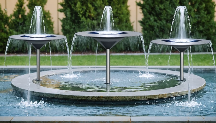 Installation sequence demonstrating correct placement of solar fountain lights