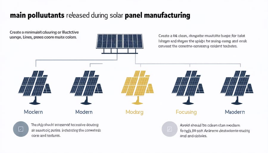 Diagram illustrating key environmental pollutants from solar manufacturing process