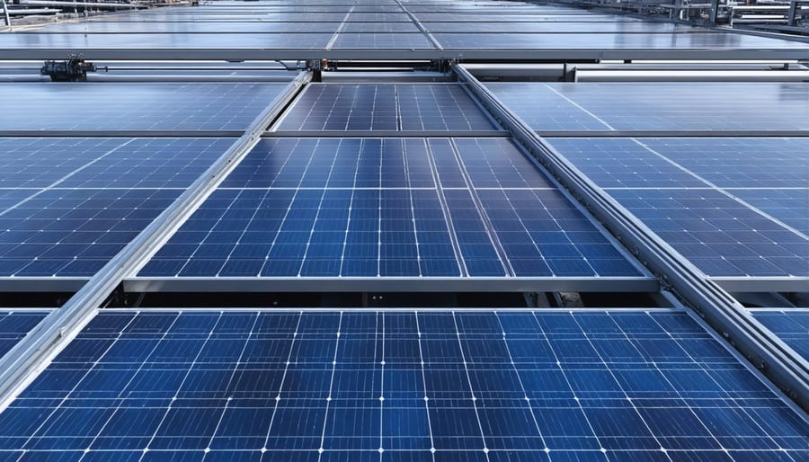 Solar panel recycling facility with automated sorting and processing equipment